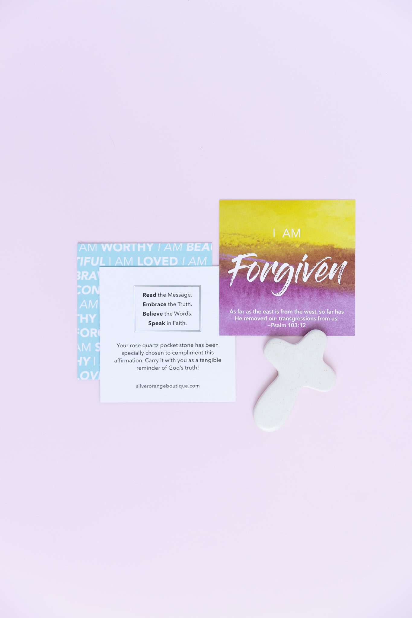 I Am Forgiven | Soapstone Cross Affirmation Gem