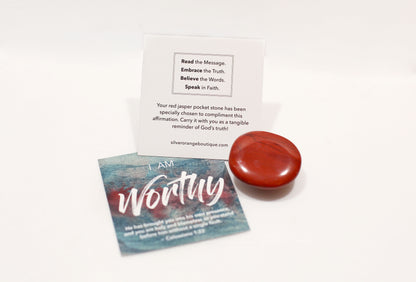 I Am Worthy | Red Jasper Affirmation Gem