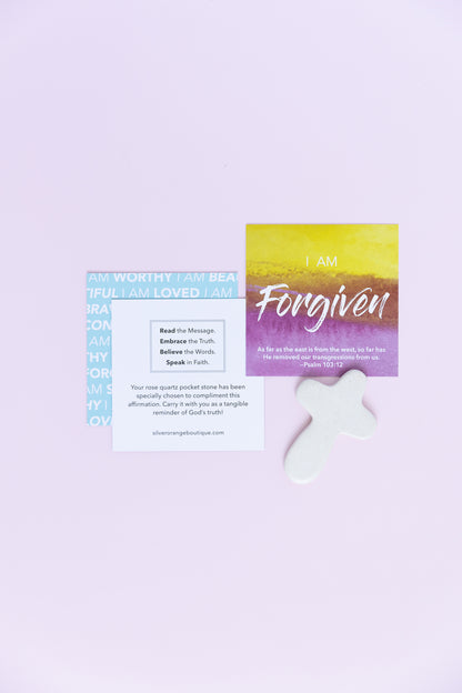 I Am Forgiven | Soapstone Cross Affirmation Gem