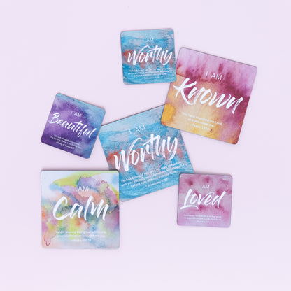 Watercolor Affirmation Magnet Collection – 12 Piece Set (3” x 3”)