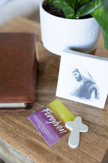 I Am Forgiven | Soapstone Cross Affirmation Gem