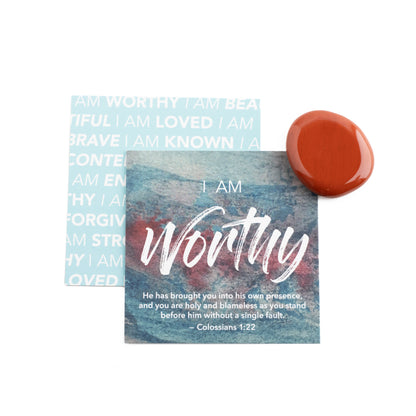 I Am Worthy | Red Jasper Affirmation Gem