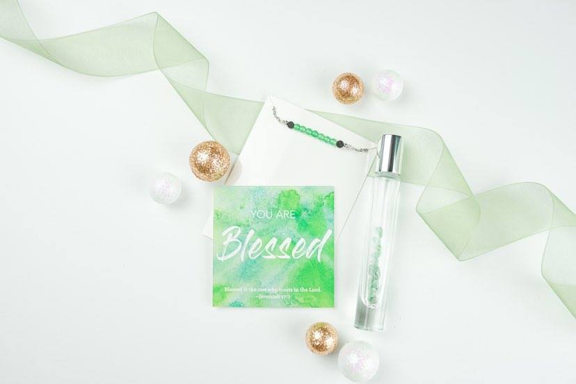 You are Blessed - Green Aventurine Crystal Roller bottle & Necklace set