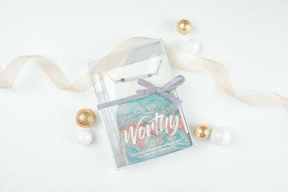 You are Worthy - Blue Lace Agate Crystal Roller bottle & Necklace set