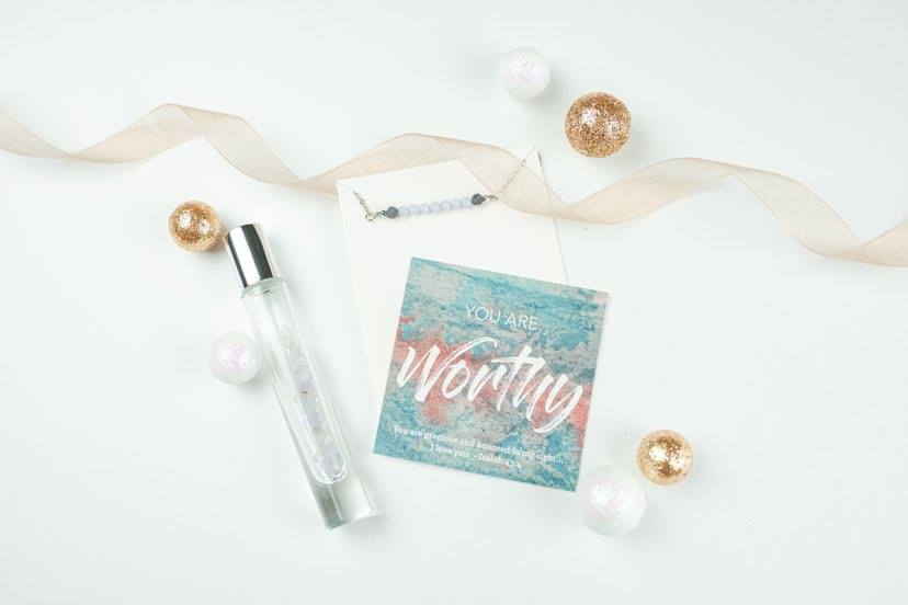 You are Worthy - Blue Lace Agate Crystal Roller bottle & Necklace set
