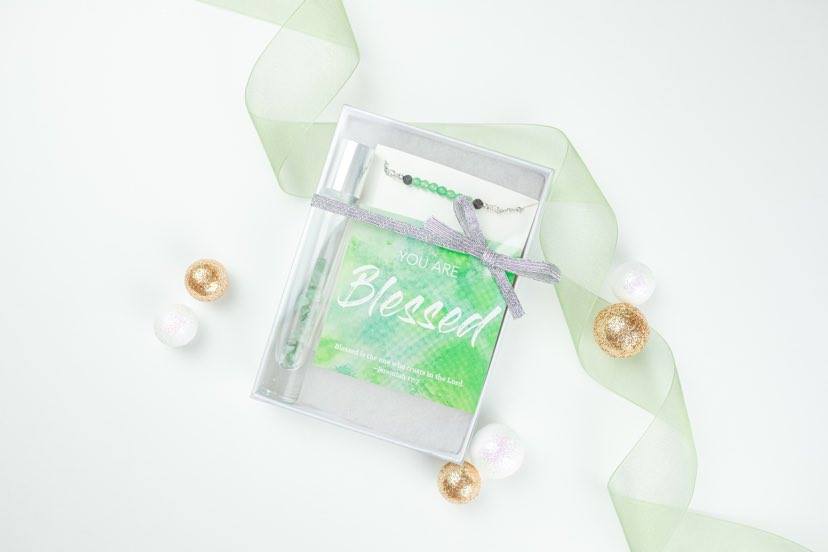 You are Blessed - Green Aventurine Crystal Roller bottle & Necklace set