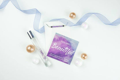 You are Beautiful - Amethyst Crystal Roller bottle & Necklace set