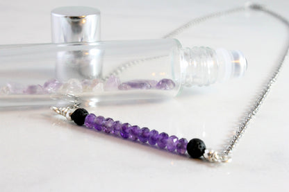 You are Beautiful - Amethyst Crystal Roller bottle & Necklace set