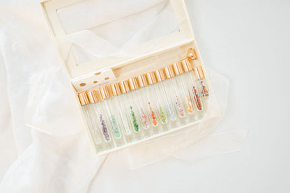 Crystal Roller Bottle Deluxe Collection – Essential Oil Roller Bottles with Crystals (12 Pack Gift Set + Bonus)