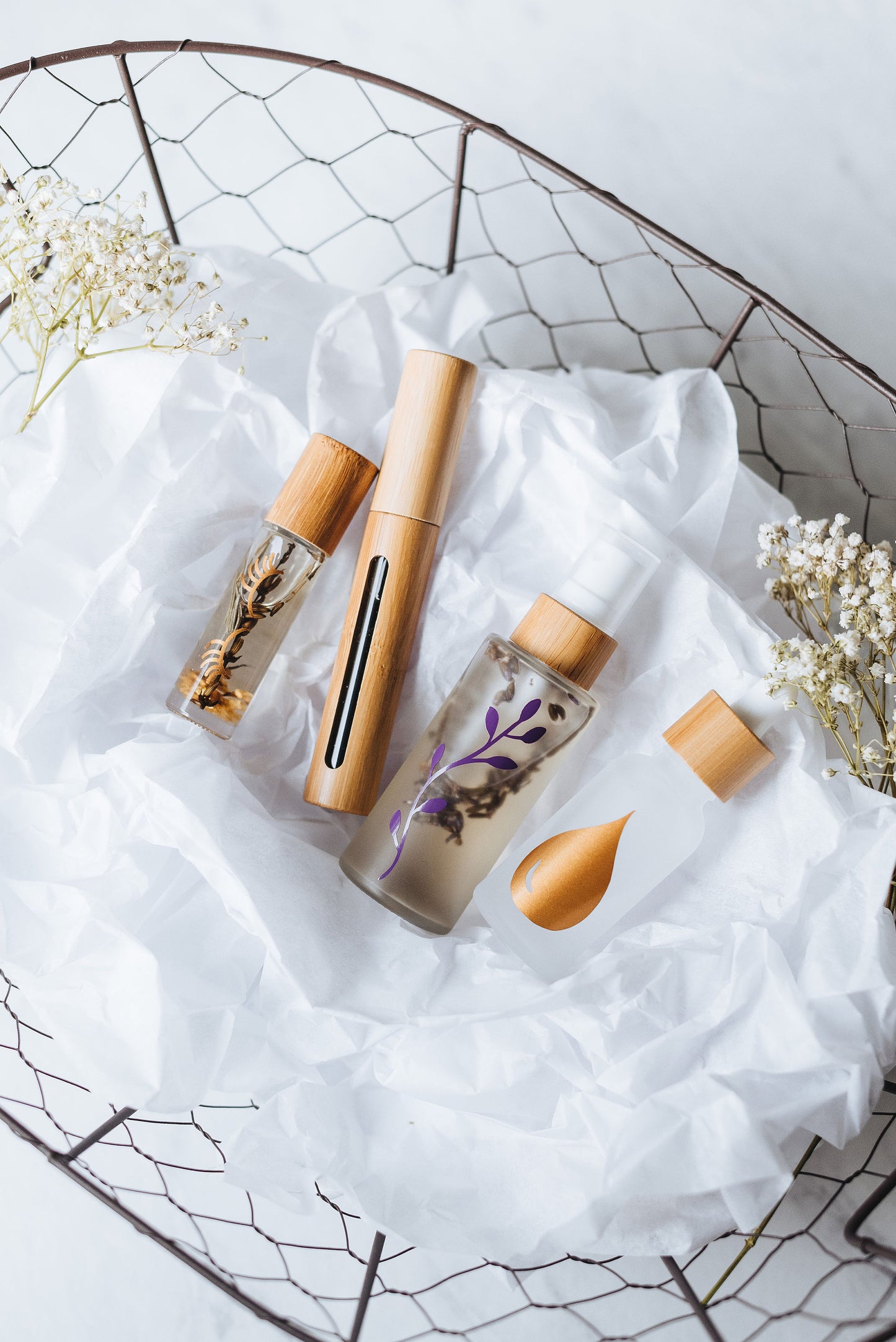 For Your Eyes Only, bamboo bottle set with botanicals